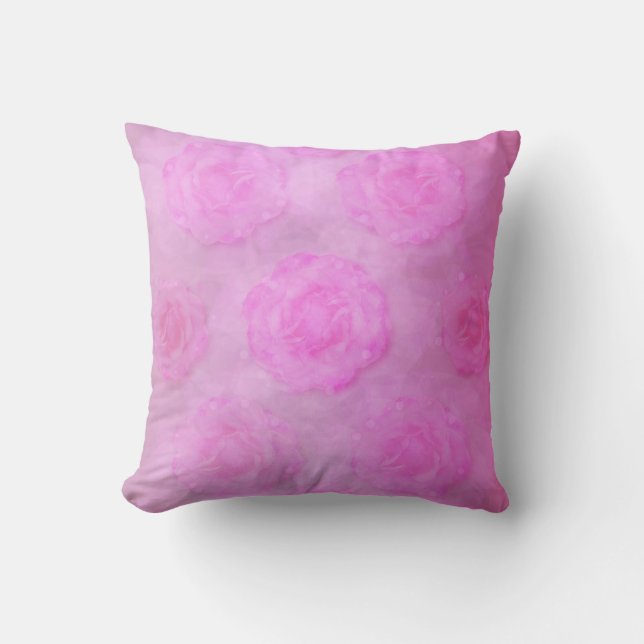 PINK Watercolor roses Cushion (Front)