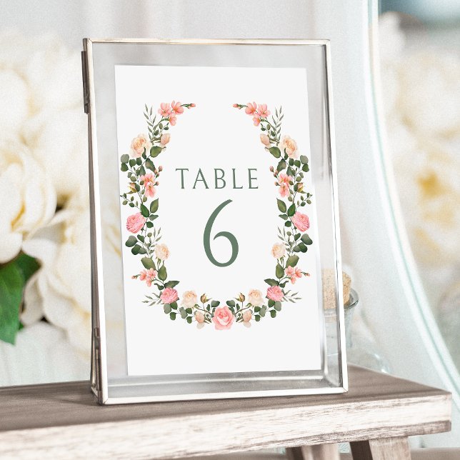 Pink watercolor roses floral wreath wedding invitation (Creator Uploaded)