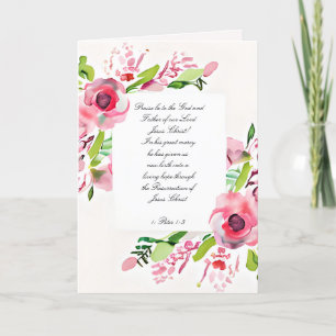 Pink watercolor roses frame custom Easter Holiday Card