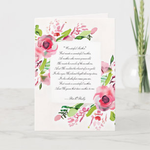 Pink watercolor roses frame custom Mother's day Holiday Card