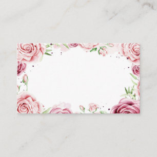 Pink Watercolor Roses Frame Wedding Place Card