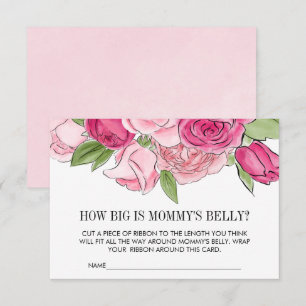 Pink Watercolor Roses Guess Mummy's Belly Card