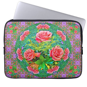 Pink Watercolor Roses Laptop Sleeve