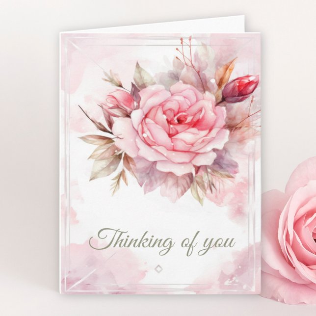Pink Watercolor Roses Note Card (Creator Uploaded)