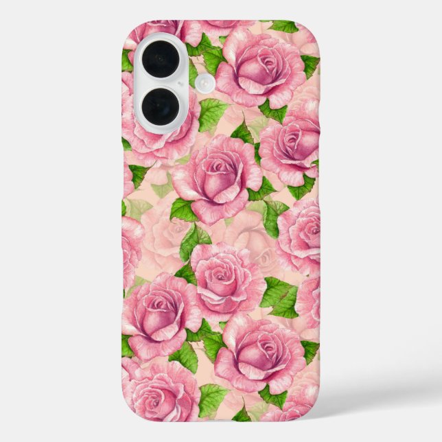 Pink watercolor roses pattern Case-Mate iPhone case (Back)