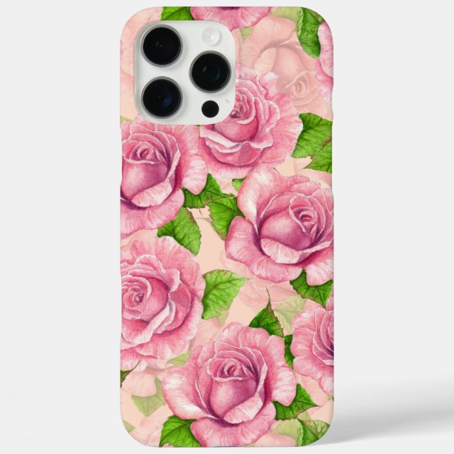 Pink watercolor roses pattern Case-Mate iPhone case (Back)
