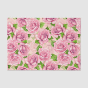 Pink watercolor roses pattern tissue paper
