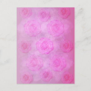 PINK Watercolor roses Postcard