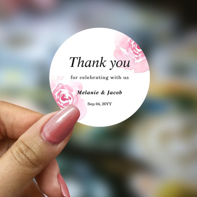 Pink Watercolor Roses Round  Sticker (Creator Uploaded)