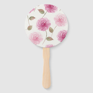 Pink Watercolor Roses Set of Fans