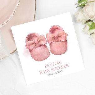 Pink Watercolor Shoes Baby Shower Napkin