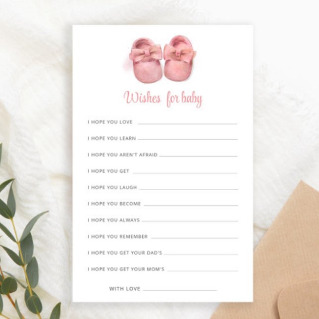 Pink Watercolor Shoes Baby Shower Wishes For Baby (Creator Uploaded)