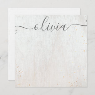 Pink Watercolor Signature Script Note Card