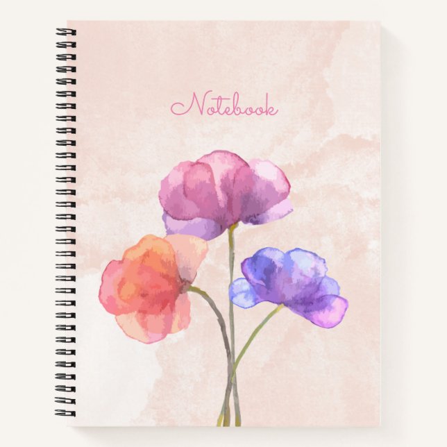 Pink Watercolor Spiral Notebook 8.5" x 11" (Front)