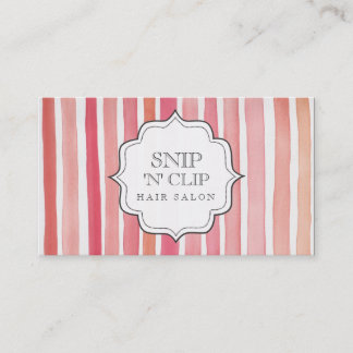 Pink Watercolor Stripes Hair Stylist Cards