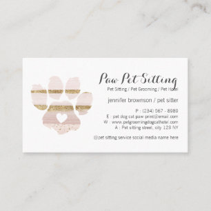 Pink Watercolor Strokes Pet Sitter Grooming Paw Business Card