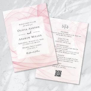 Pink Watercolor Swirl All in One QR Wedding Invitation