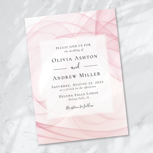 Pink Watercolor Swirl Wedding Invitation (Creator Uploaded)