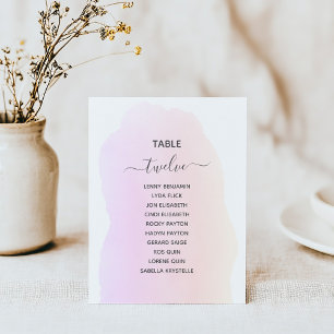 Pink watercolor Table Number Seating Chart