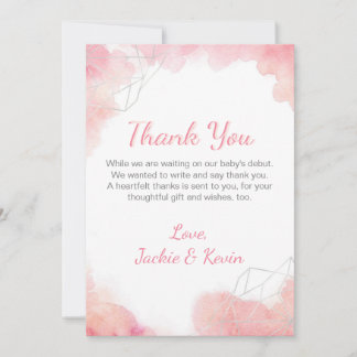 Pink Watercolor Thank You Card