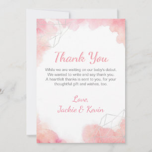 Pink Watercolor Thank You Card