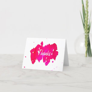 Pink Watercolor Thank You Card