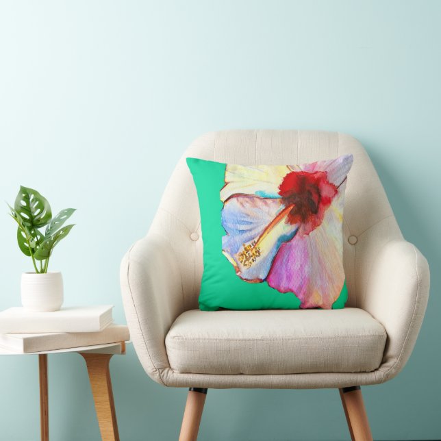 Pink watercolor tulips art cushion (Chair)