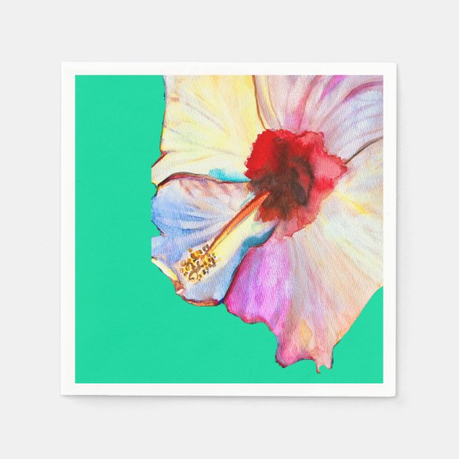 Pink watercolor tulips art napkin (Front)