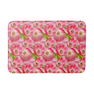 Pink watercolor tulips bath mat