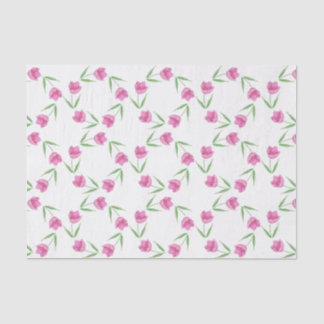 Pink Watercolor Tulips Pattern Tissue Paper