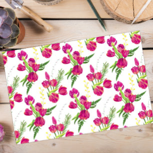 Pink Watercolor Tulips Tissue Paper