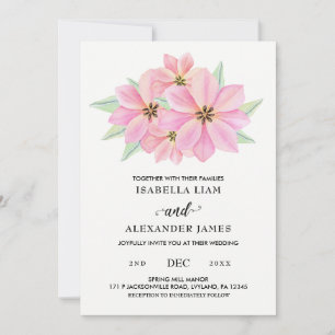 Pink Watercolor Tulips Wedding Invitation