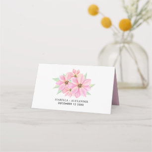 Pink Watercolor Tulips Wedding Place Card
