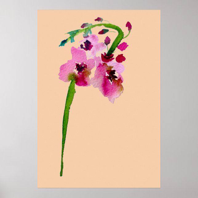 Pink watercolor Verbascum blush flower Poster (Front)