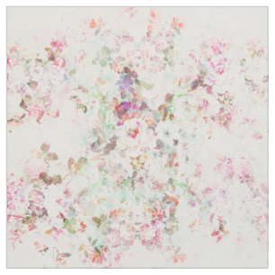 Pink watercolor vintage flowers pattern fabric