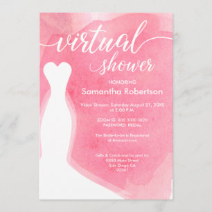 Pink Watercolor Virtual bridal shower Invitation