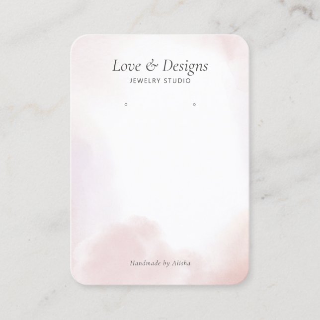 Pink Watercolor Wash Earring Jewellery Display Business Card (Front)