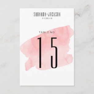 Pink Watercolor Wash Wedding Table Numbers