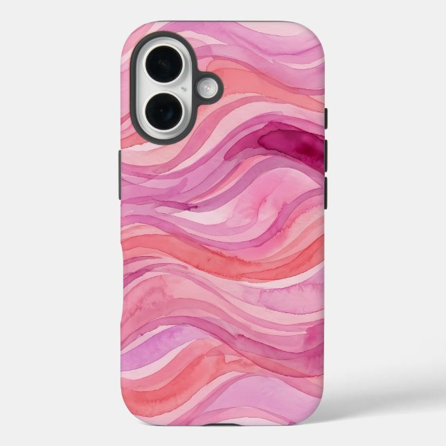 Pink Watercolor Waves Pattern Case-Mate iPhone Case (Back)