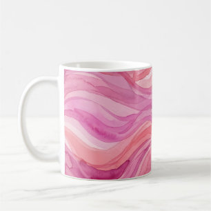 Pink Watercolor Waves Pattern Coffee Mug