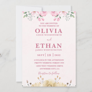 Pink Watercolor Wedding Party Virtual Invitation