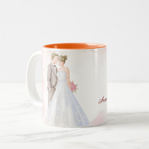 Pink Watercolor Wedding Wraparound Mug
