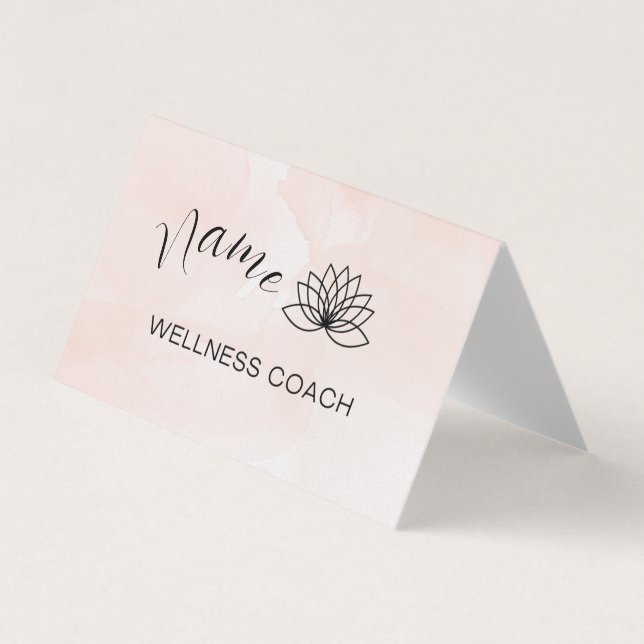 Pink Watercolor Wellness Coach Custom Business Car Business Card (Front)