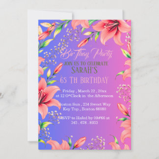 Pink Watercolor Wildflower 50th Birthday Party Inv Save The Date