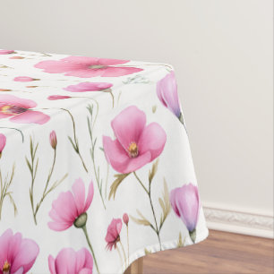 Pink Watercolor Wildflower  Tablecloth