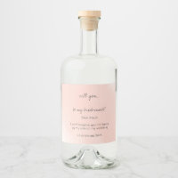 Pink Watercolor Will You Be My Bridesmaid Gin