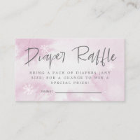 Pink Watercolor Winter Snow Diaper Raffle Ticket