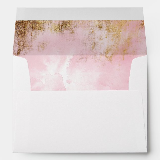 Pink Watercolor with Gold Brushstroke Envelope (Back (Bottom))