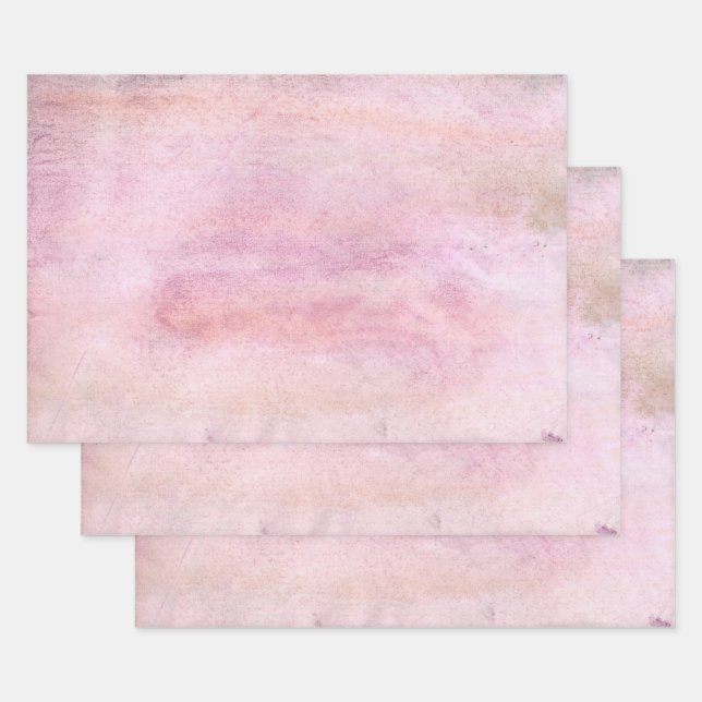 Pink watercolor wrapping paper sheet (Set)
