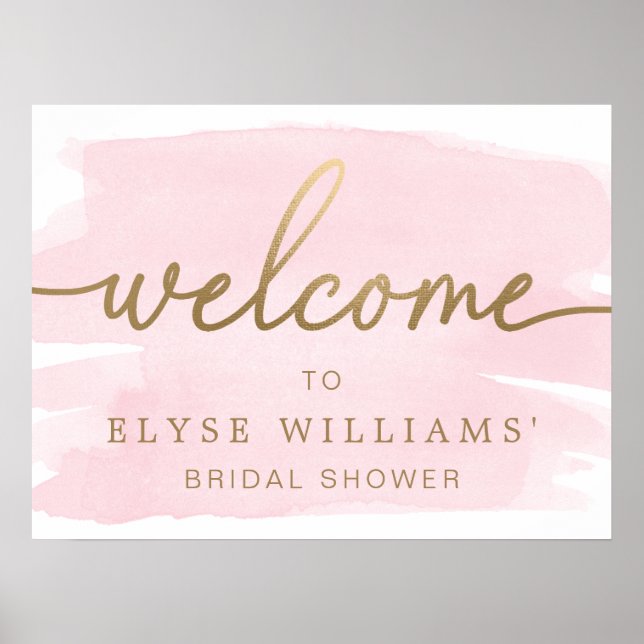 Pink Watercolour Bridal Shower Welcome Sign (Front)